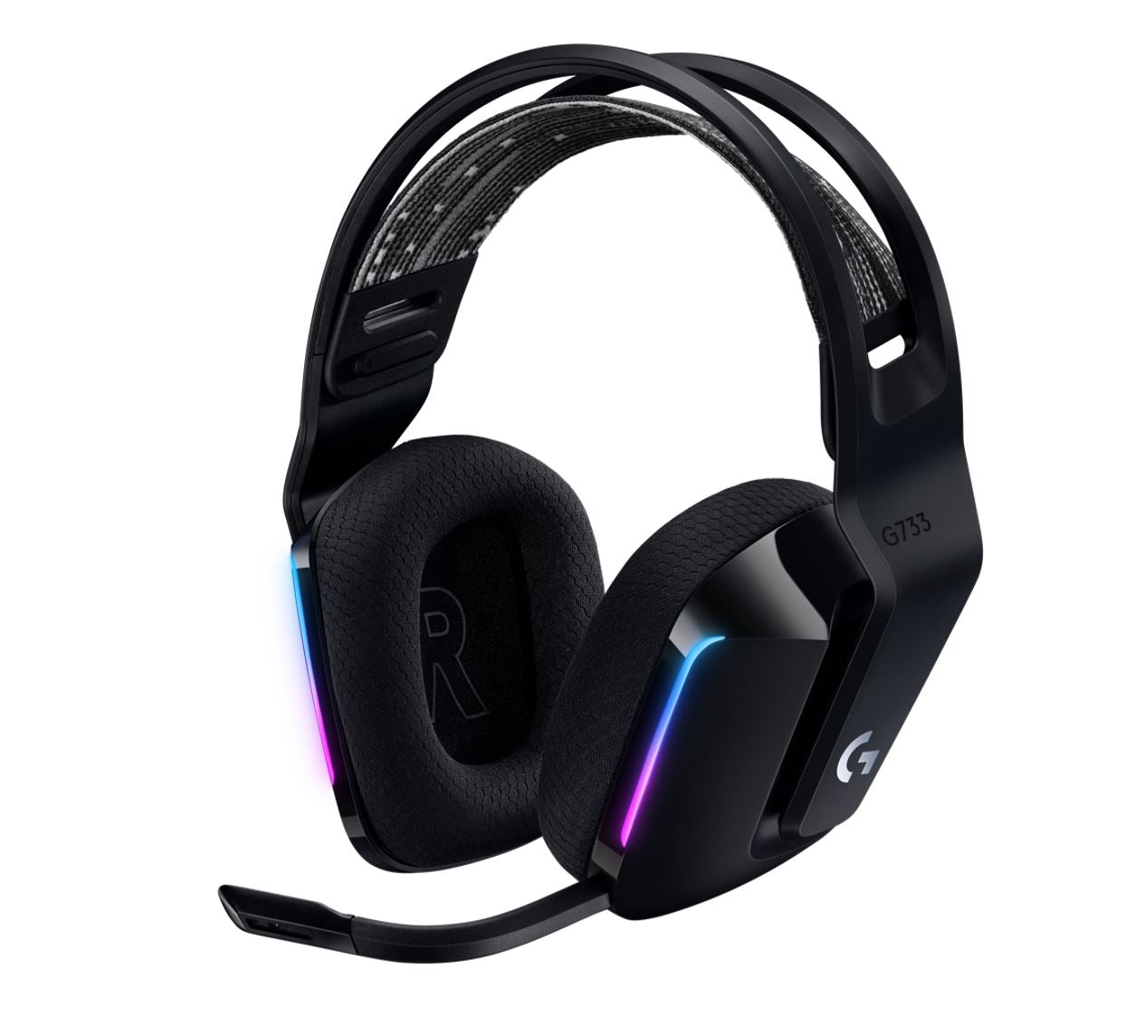 Logitech G733 Lightspeed Wireless RGB Gaming Headset Black USB Headphones Frequency Response: 20 Hz - Detchable Cardioid Unidirectional Microphone, 981-000867