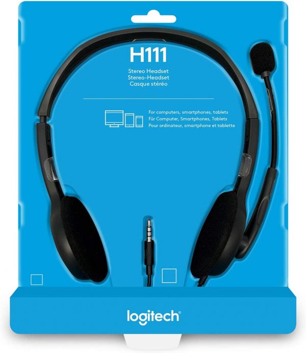 Logitech (LS) Logitech H111 Strereo Headset (Single 3.5mm Jack) Cable length: 7.71 ft (2.35 m) 2-Year Limited Hardware Warranty, 981-000612