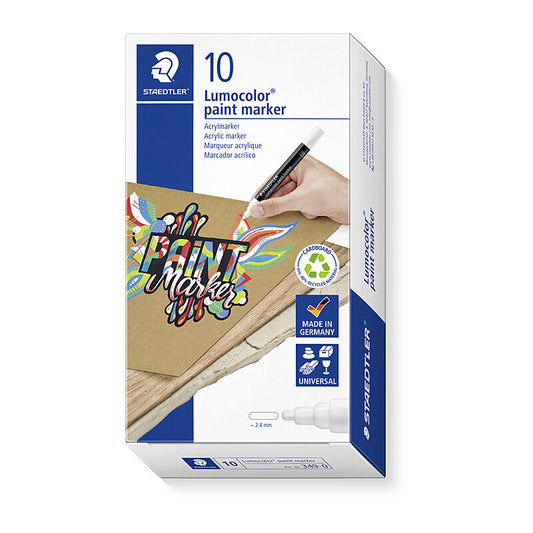 Staedtler Lumo Paint Mrkr Wht Bx10