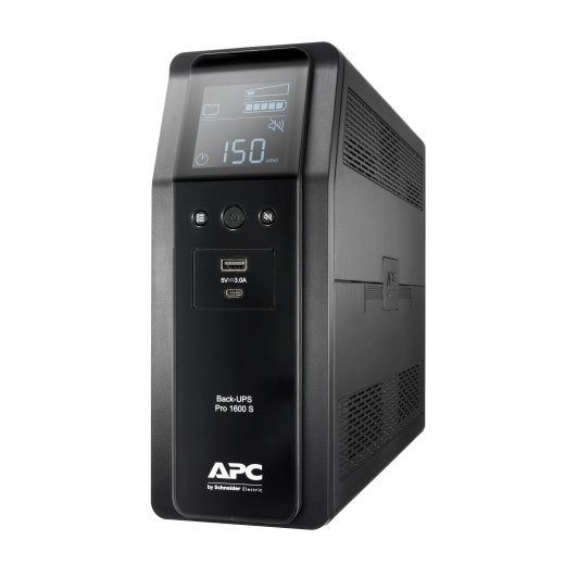 APC Back-UPS Pro 1600VA/960W Line Interactive UPS, Tower, 230V/10A Input, 8x IEC C13 Outlets, Lead Acid Battery, USB Type A + C Ports, LCD, BR1600SI
