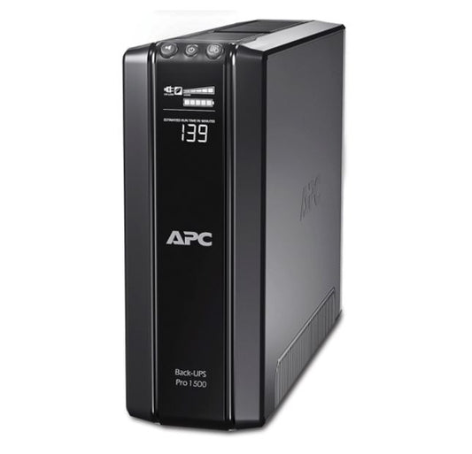 APC Back-UPS Pro 1500VA/865W Line Interactive UPS, Tower, 230V/10A Input, 10x IEC C13 Outlets, Lead Acid Battery, LCD, AVR, BR1500GI
