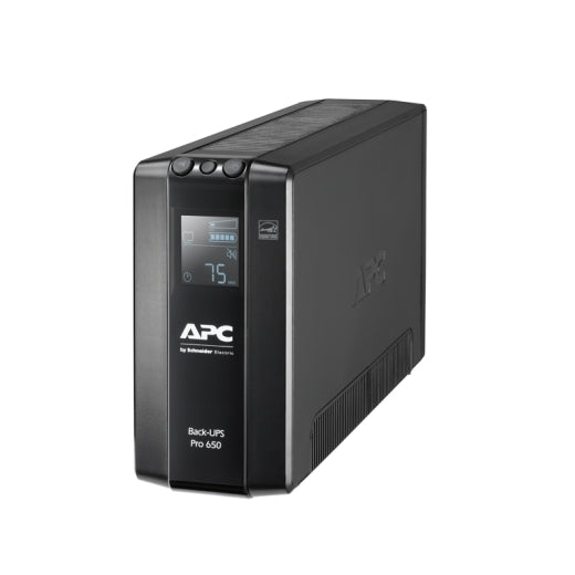 APC Back-UPS Pro 650VA/390W Line Interactive UPS, Tower, 230V/10A Input, 6x IEC C13 Outlets, Lead Acid Battery, LCD, AVR, BR650MI