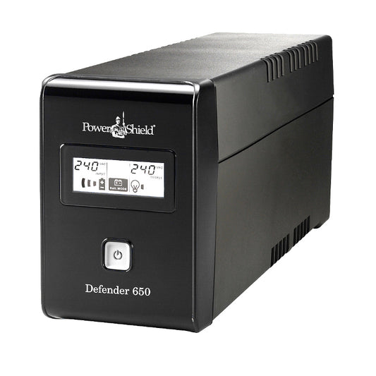 PowerShield Defender 650VA/390W UPS, AVR, LCD display, 2 AU outlets, user-replaceable batteries, 2-year warranty, PSD650