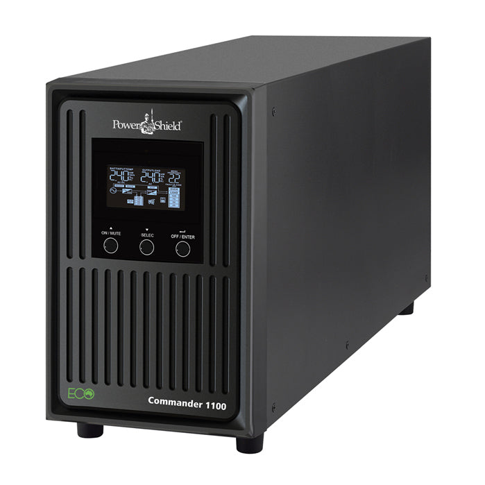 PowerShield Commander 1100VA/990W - 10Amp, Line Interactive Pure Sine Wave Tower UPS with AVR, 2 AUS sockets, 10A, C13 x 3, 2-year warranty, PSCM1100