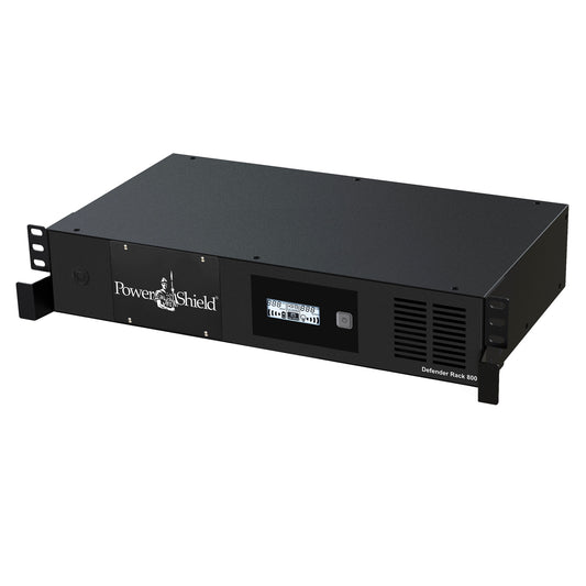 PowerShield Defender RackMount 800VA/480W, 2RU Shallow depth UPS, 6 AUS sockets, 2 x 10 Amp IEC, user-replaceable batteries, 2-year warranty, PSDR800
