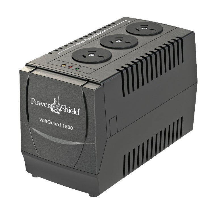 PowerShield VoltGuard 1500VA/750W Voltage Regulator, protects sensitive equipment from voltage fluctuations, 2-year warranty, PSVG1500