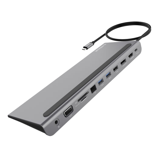 mbeatÂ® Elite Triple Display USB-C Docking Station with 100W Power Delivery 1xHDMI, 1x DisplayPort, 1x VGA, 2x USB 3.0, 1x USB 2.0, MicroSD, 1x RJ45