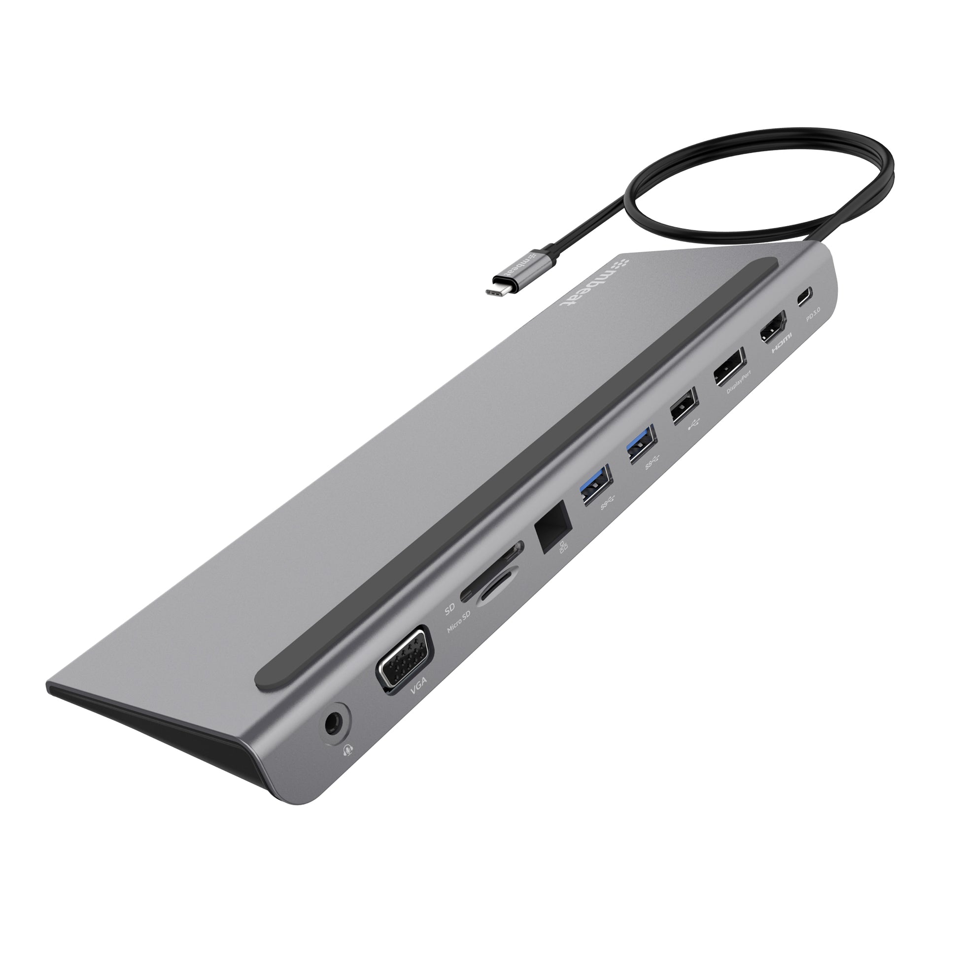 mbeat Elite Triple Display USB-C Docking Station with 100W Power Delivery 1xHDMI, 1x DisplayPort, 1x VGA, 2x USB 3.0, 1x USB 2.0, MicroSD, 1x RJ45, MB-DOCK-D11