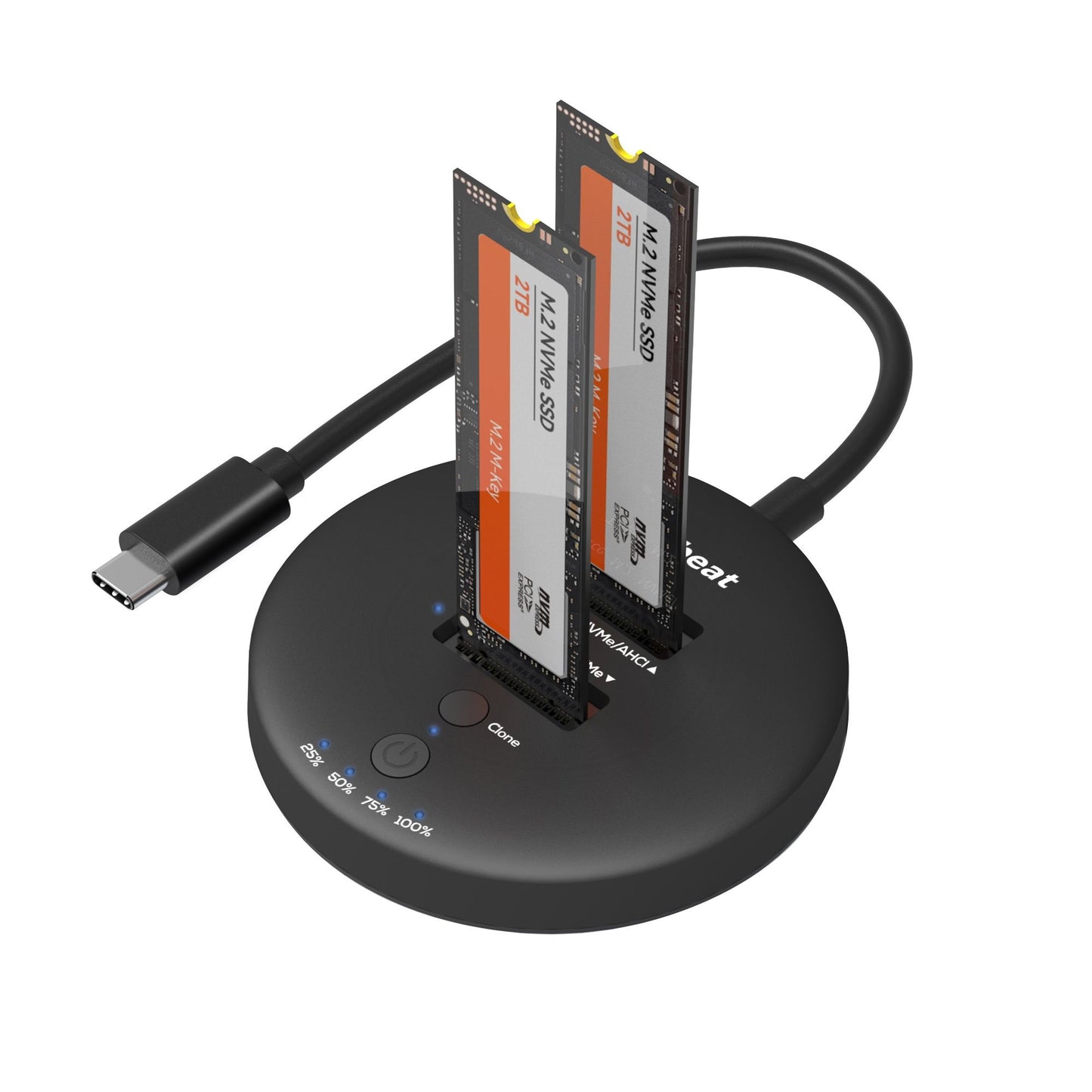 mbeat H3 USB 3.2 Gen2x2 20Gbps Dual M.2 NVMe SSD Dock with Clone Duplicator (Black) Clone Speed: Up to 15Gbps Product Weight (with Cable): 96g, MB-HDD-M2H3CL