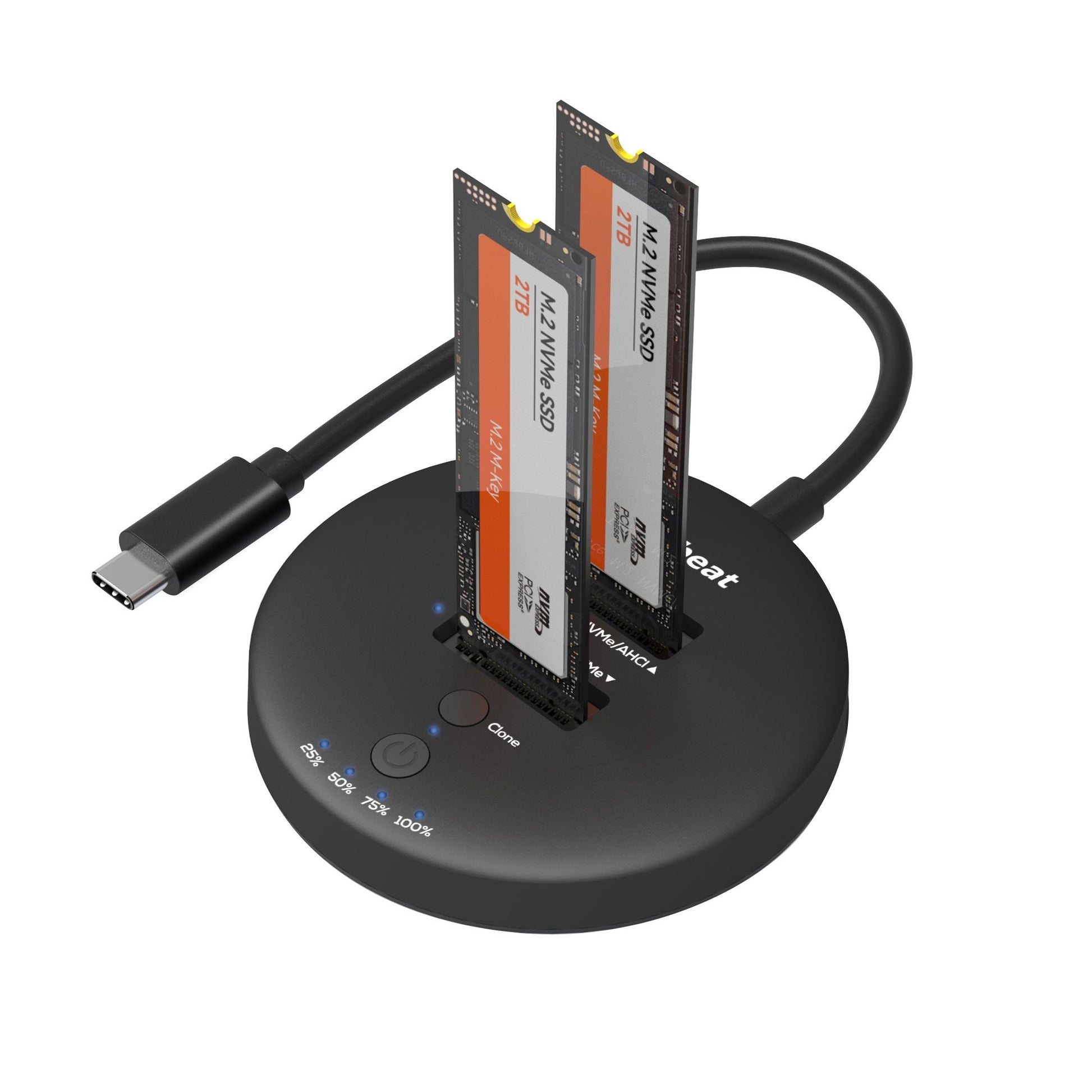 mbeat H3 USB 3.2 Gen2x2 20Gbps Dual M.2 NVMe SSD Dock with Clone Duplicator (Black) Clone Speed: Up to 15Gbps Product Weight (with Cable): 96g, MB-HDD-M2H3CL