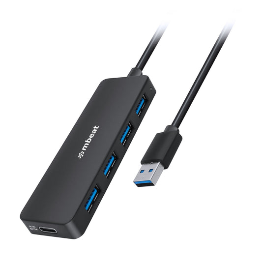 mbeat 4-Port USB 3.0 Hub with USB-C DC Port Compact and Portable Design Expandable Connectivity Data Transfer Speed: 5Gbps Weight: 32g, MB-U3H-5K