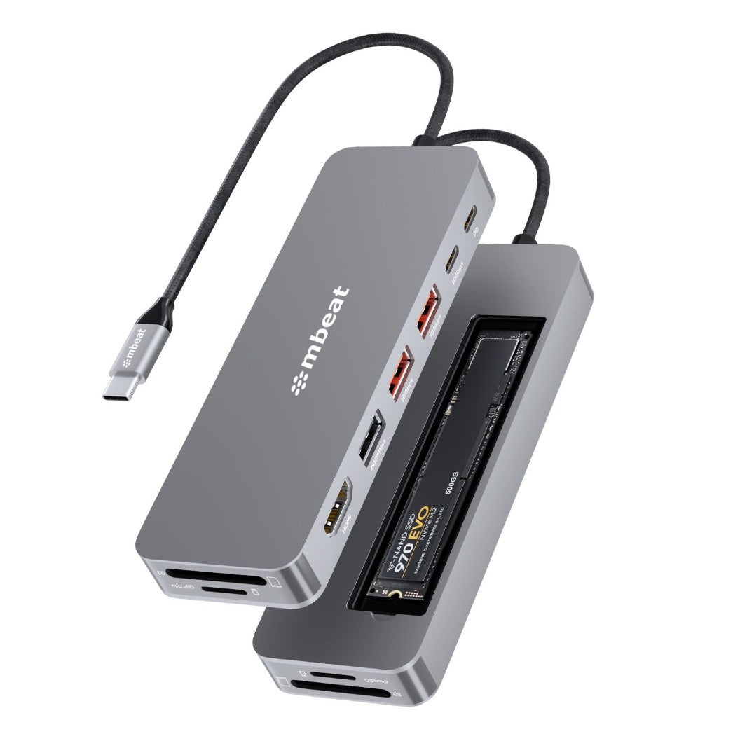 mbeat mbeat Elite 9-in-1 USB-C Multiport Hub with Built-in M.2 NVMe SSD Enclosure, MB-UCD-HS9