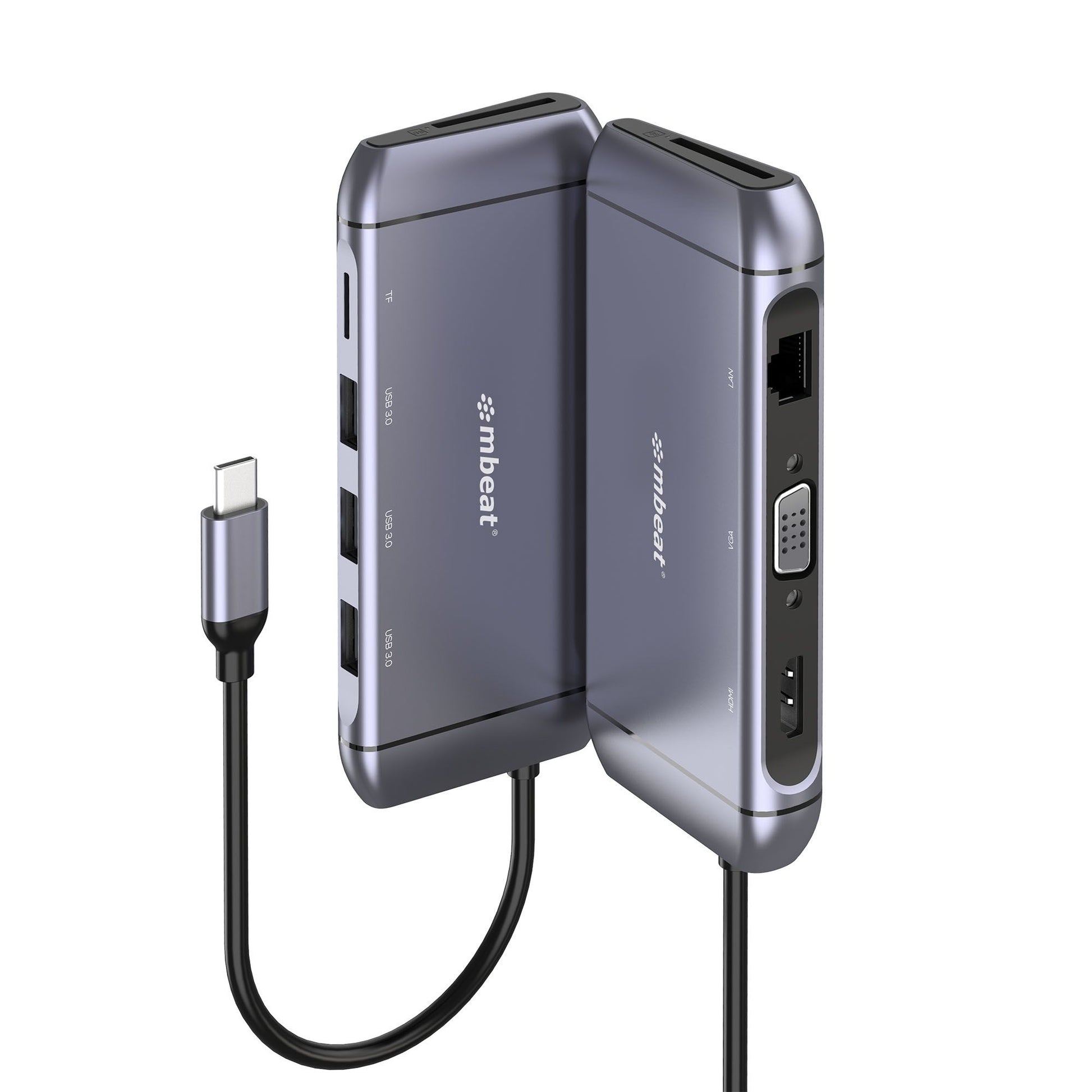 MBEAT (LS) mbeat Elite X9 9-in-1 Multifunction USB-C Docking Station 1x HDMI, 1x VGA 1x USB-C Power Delivery 100W, 3x USB 3.0, MicroSD/SD Card, MB-UCD-X9
