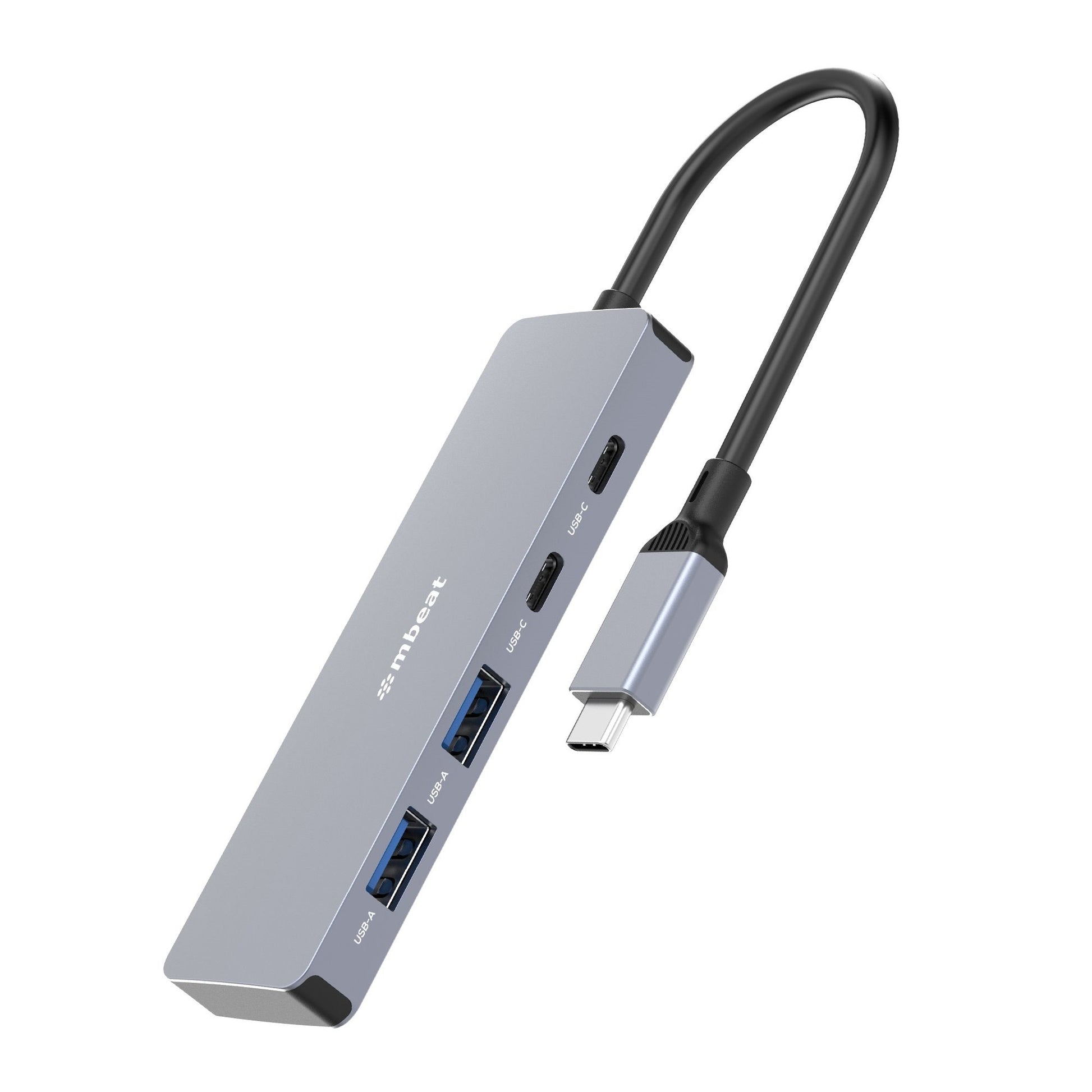 MBEAT (LS) mbeat Elite 4-Port 10Gbps USB-C Gen 2 Hub (2A+2C) Blazing Fast Gen 2 Speeds Versatile USB Connectivity Effortless Data Expansion Weight: 67g, MB-XCH-01GRY