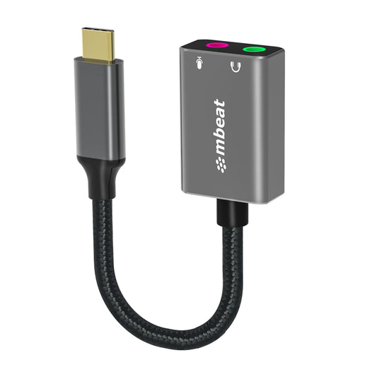 mbeat Elite USB-C to 3.5mm Audio and Microphone Adapter - Adds Headphone Audio and Microphone Jack to USB-C Computer, Tablet Smartphone Devices, MB-XAD-CAXM