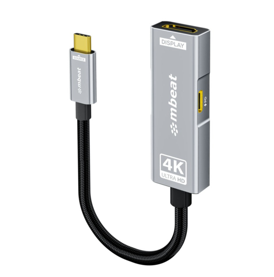 mbeat Tough Link USB-C to HDMI Adapter with 100W PD - Space Grey 5V-20V/5A, 100W PD Up to 4K (3840 x 2160) @60Hz, MB-XAD-PCHD