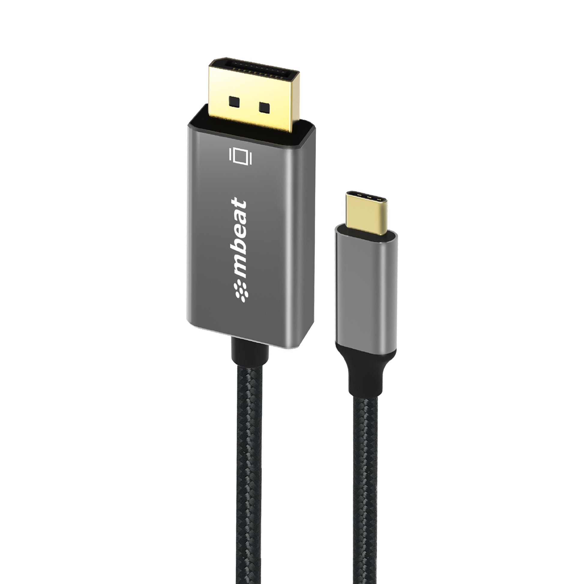 mbeat Tough Link 1.8m 4K USB-C to Display Port Cable - Converts USB-C to DisplayPort,4K@60Hz (3840x2160), Gold Plated, Aluminium, Nylon Braided Cable, MB-XCB-CDP18