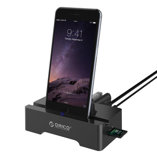 ORICO 3 Port USB2.0 Docking Station of Cellphone and PAD for SD & TF with 1M USB3.0, ORICO HSC2-TS-BK