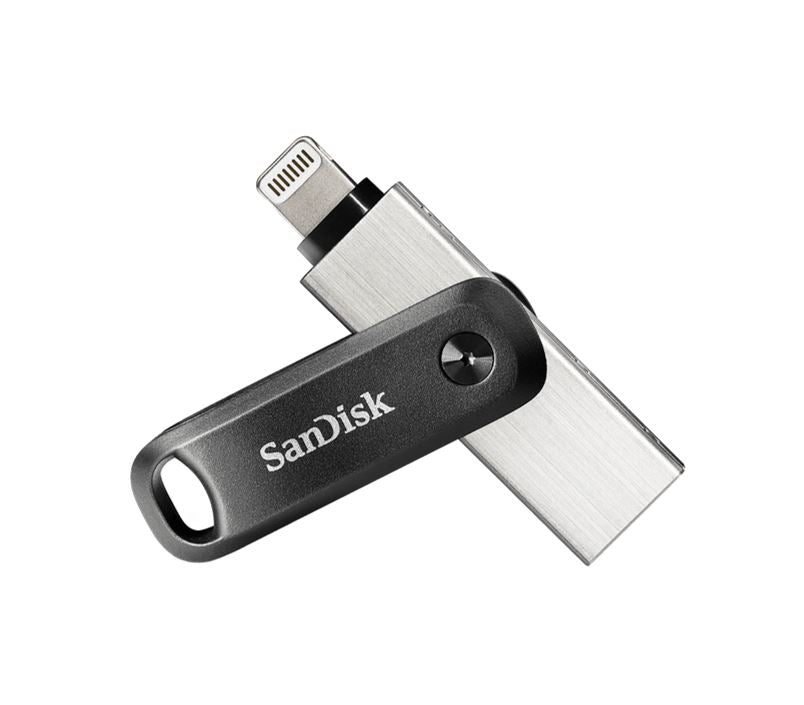 SanDisk 128G iXpand Flash Drive Go SDIx60N USB-A Lightning USB 3.0 Silver password-protect for iPhone & iPad 1 yrs warranty, SDIX60N-128G-GN6NE