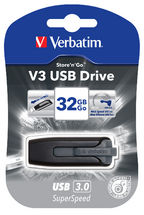 Verbatim 32GB V3 USB3.0 Grey Store'n'Go V3; Retractable USB Storage Drive Memory Stick, 49173