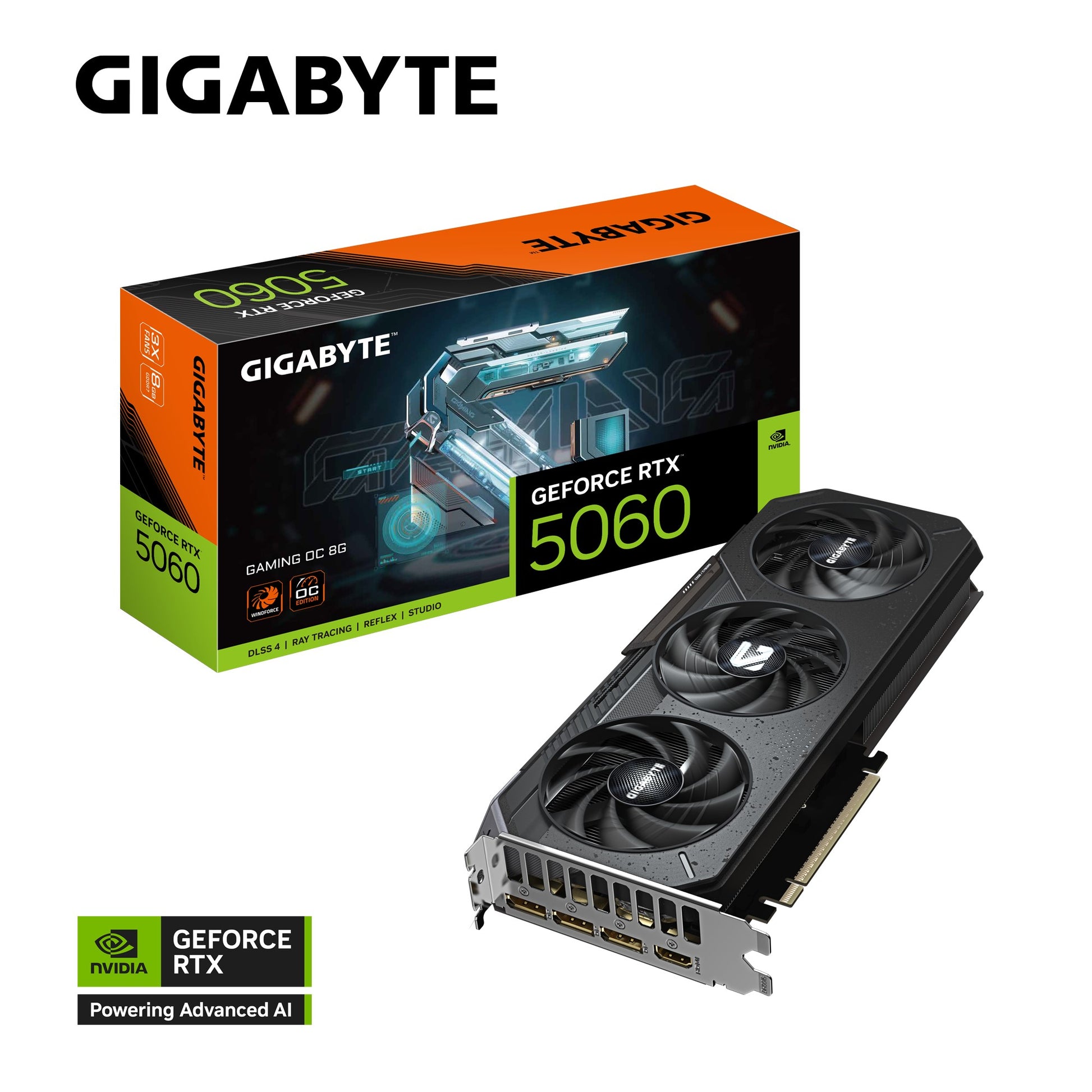 Gigabyte GeForce RTX 5060 GAMING OC 8G, 2595 MHz, CUDA 3840, 28 Gbps. GDDR7, 128 bit PCI-E 5.0, PSU 500W, DisplayPort 2.1b *3 HDMI 2.1b x1, GV-N5060GAMING OC-8GD