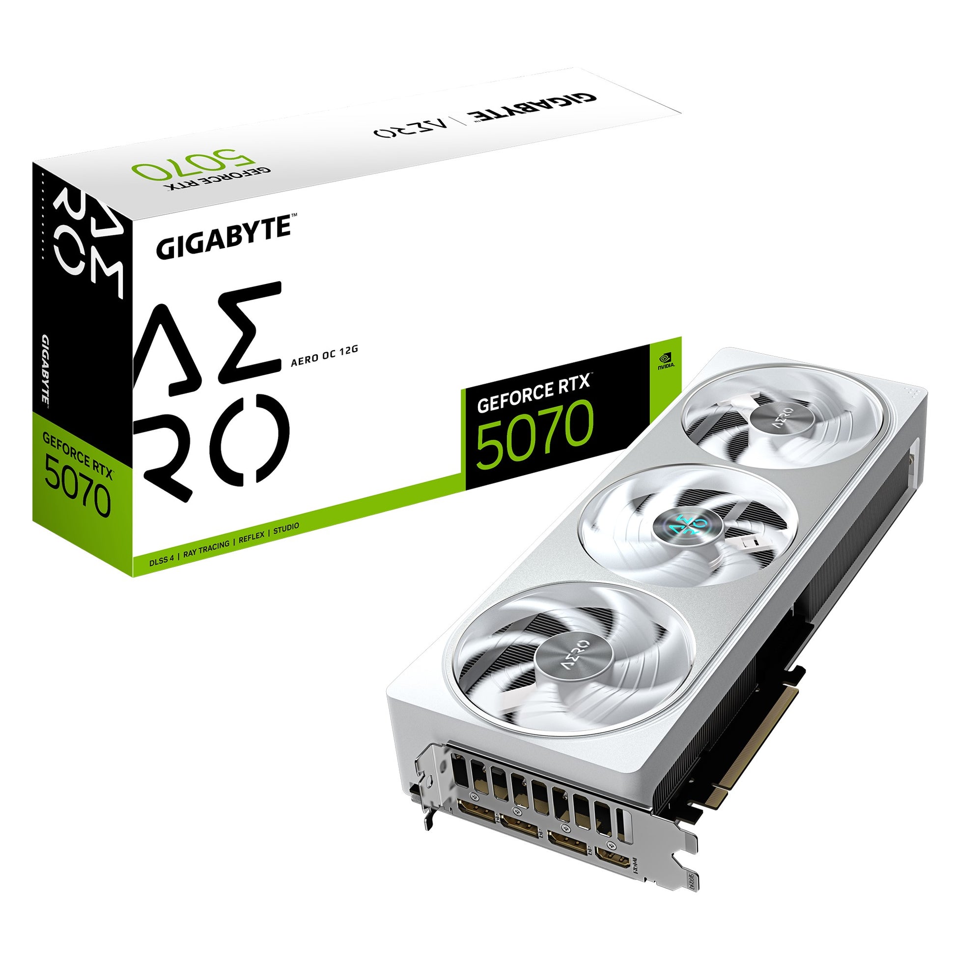 Gigabyte GeForce RTX 5070 AERO OC 12G, 2625 MHz, CUDA 6144, 128 Gbps, GDDR7,192 bit, PCI-E 5.0, P[SU 750W, DisplayPort 2.1b *3 HDMI 2.1b *1, GV-N5070AERO OC-12GD