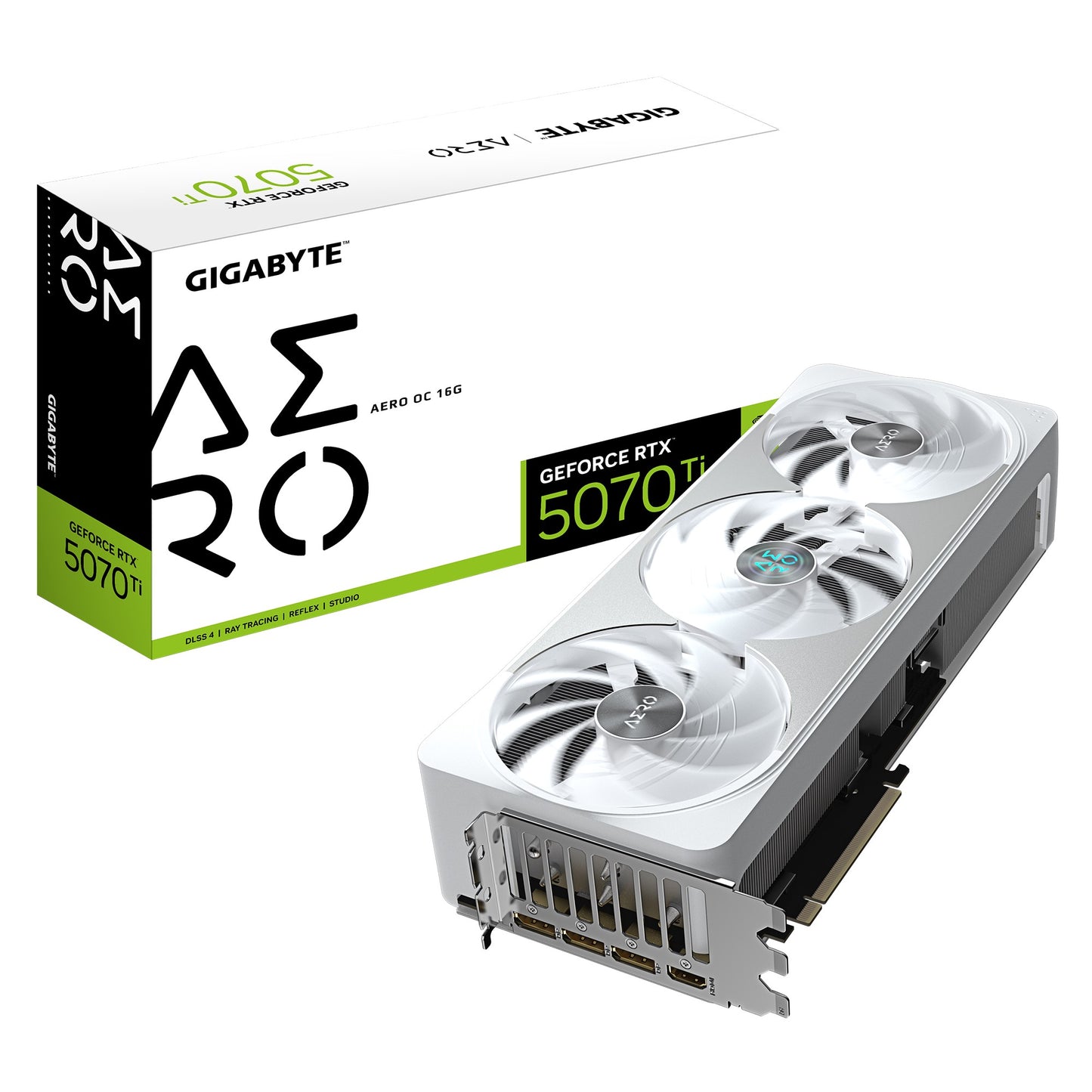 Gigabyte GeForce RTX 5070 Ti AERO OC 16G, 2588 MHz, CUDA 8960, 28 Gbps, GDDR7, 256 bit, PCI-E 5.0, PSU 750W, DisplayPort 2.1b x3 HDMI 2.1b x1, GV-N507TAERO OC-16GD