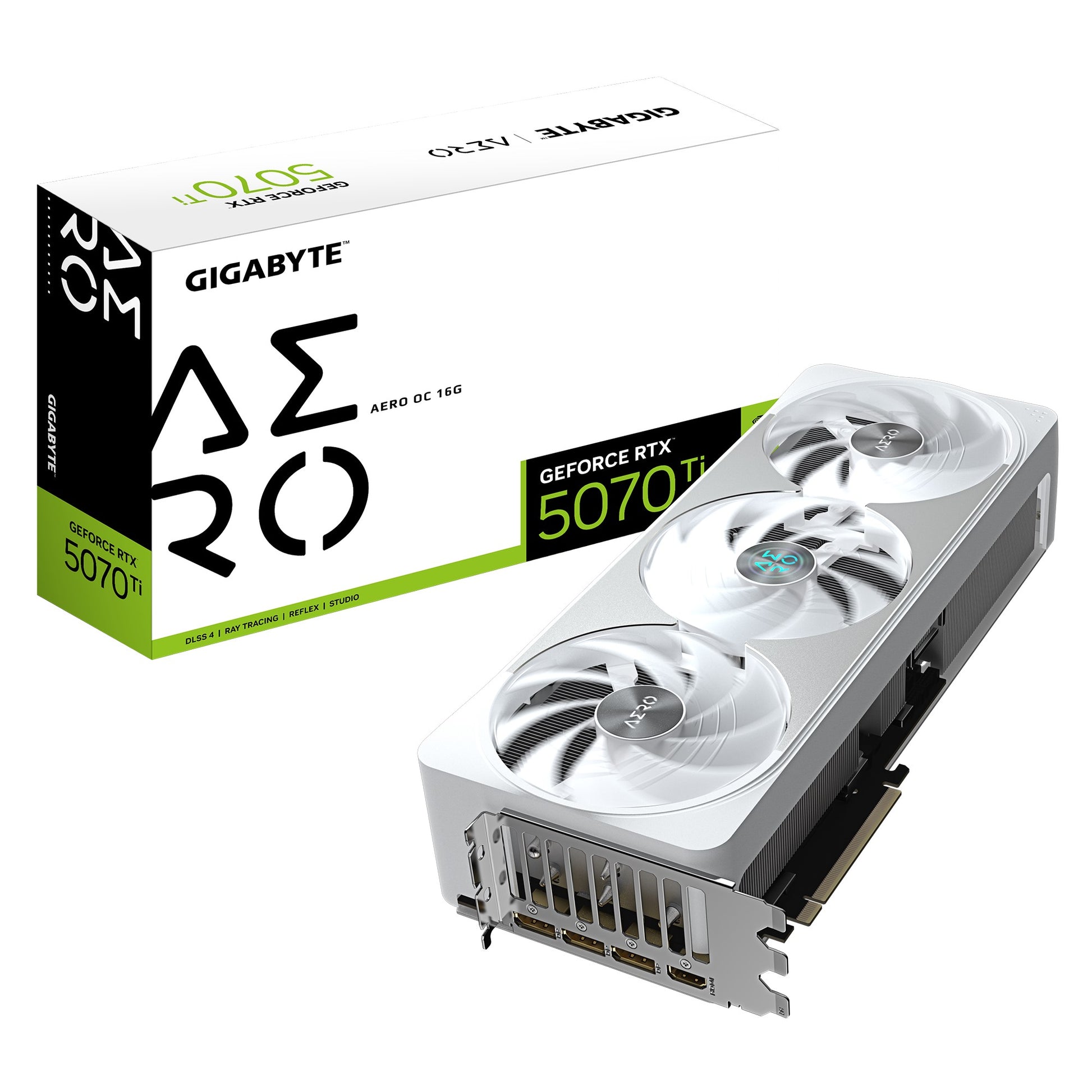Gigabyte GeForce RTX 5070 Ti AERO OC 16G, 2588 MHz, CUDA 8960, 28 Gbps, GDDR7, 256 bit, PCI-E 5.0, PSU 750W, DisplayPort 2.1b x3 HDMI 2.1b x1, GV-N507TAERO OC-16GD
