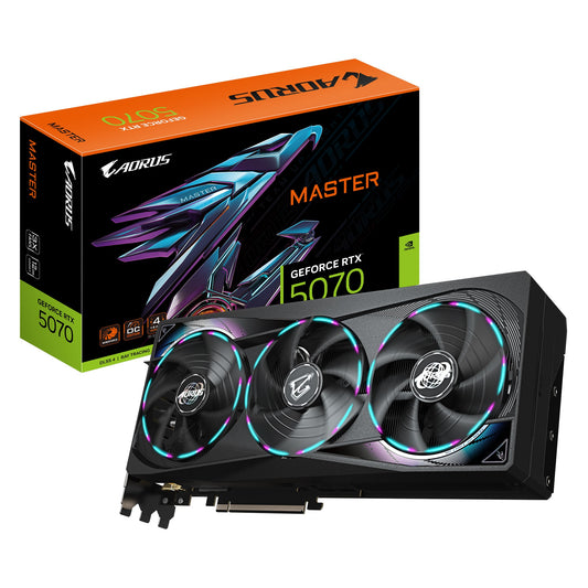 Gigabyte AORUS GeForce RTX 5070 MASTER 12G, 2715 MHz, CUDA 6144, 28 Gbps, GDDR7, 192 bit, PCI-E 5.0, ATX,PSU 750W, DisplayPort 2.1b *3 HDMI 2.1b *1, GV-N5070AORUS M-12GD