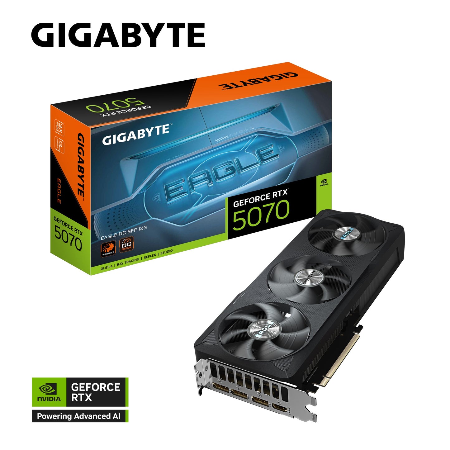 Gigabyte GeForce RTX 5070 EAGLE OC SFF 12G, 2587 MHz, CUDA 6144, 28 Gbps, GDDR7, 192 bit, PCI-E 5.0, PSU 750W, DisplayPort 2.1b *3 HDMI 2.1b *1, GV-N5070EAGLE OC-12GD