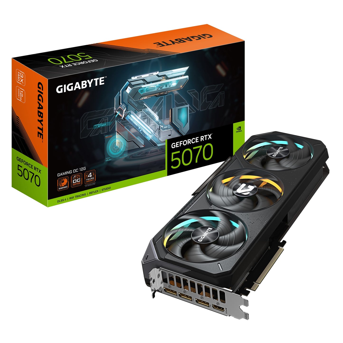Gigabyte GeForce RTX 5070 GAMING OC 12G, 2625 MHz, CUDA 6144, 28 Gbps, GDDR7, 192 bit, PCI-E 5.0, ATX, PSU 750W, DisplayPort 2.1b *3 HDMI 2.1b *1, GV-N5070GAMING OC-12GD