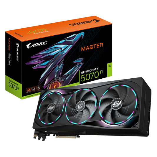 Gigabyte AORUS GeForce RTX 5070 Ti MASTER 16G, 2670 MHz, CUDA 8960, 28 Gbps, GDDR7, 256 bi,t PCI-E 5.0, PSU 750W, DisplayPort 2.1b x3 HDMI 2.1b x1, GV-N507TAORUS M-16GD