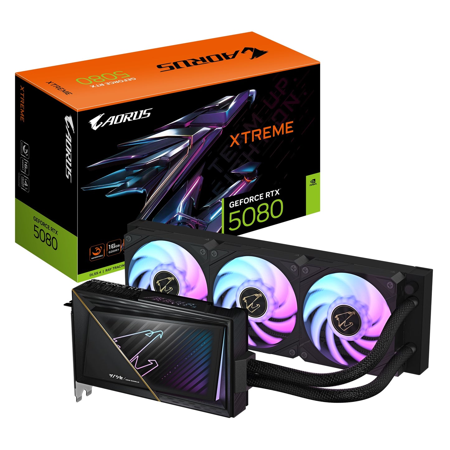 Gigabyte AORUS GeForce RTX 5080 XTREME WATERFORCE 16G, 2805 MHz, CUDA 10752, 30 Gbps, GDDR7, 256 bit, PCI-E 5.0, PSU 850W, HDMI 2.1b x1, GV-N5080AORUSX W-16GD