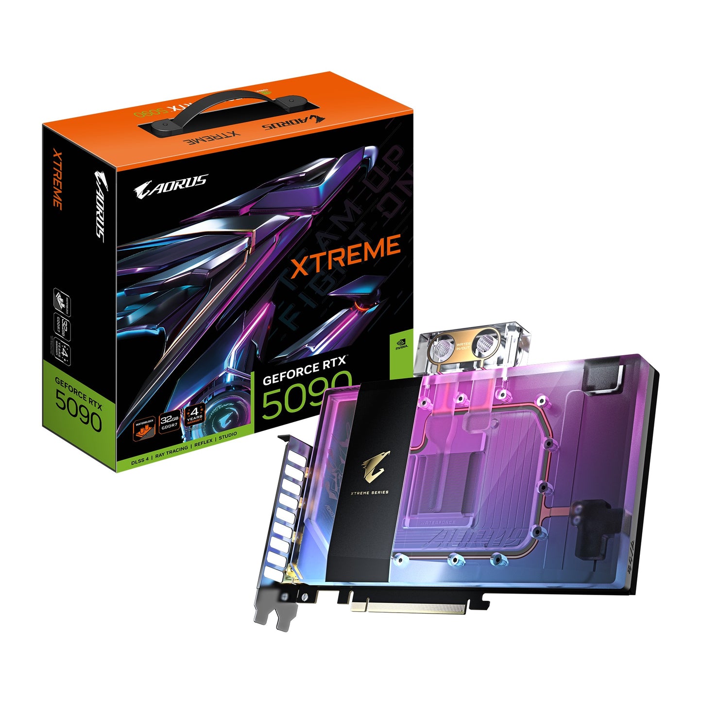 Gigabyte AORUS GeForce RTX 5090 XTREME WATERFORCE WB 32G, 2655 MHz, CUDA 21760, 28 Gbps, GDDR7, 512 bit, PSU 1000W, DisplayPort 2.1b *3 HDMI 2.1b *1, GV-N5090AORUSX WB-32GD