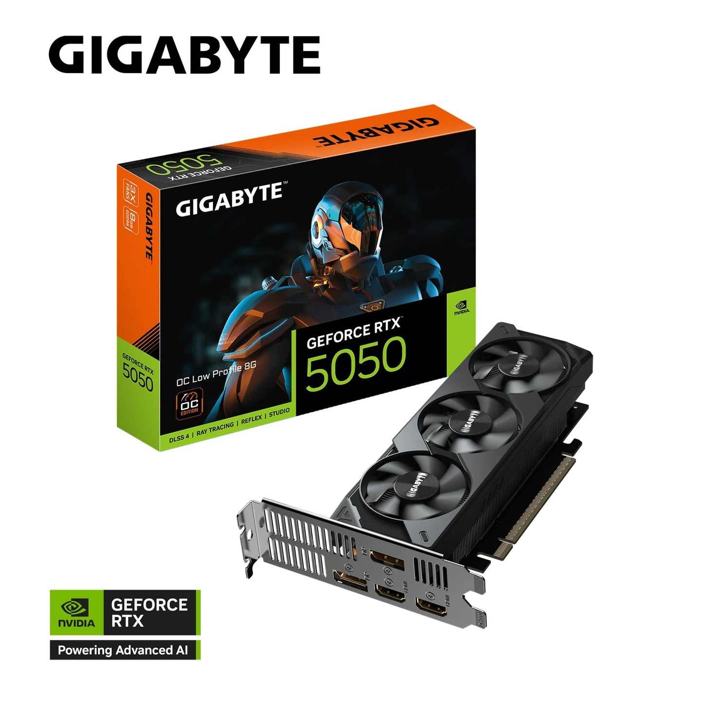 Gigabyte (LS) Gigabyte GeForce RTX 5050 OC Low Profile 8G, 20 Gbps, GDDR6, 128 bit, PCI-E 5.0, DirectX 12 API, PSU 550W, 8 Pin*1, HDMI 2.1b *2, GV-N5050OC-8GL