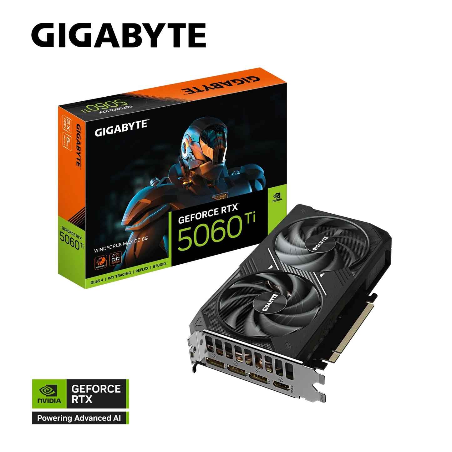 Gigabyte GeForce RTX 5060 Ti WINDFORCE MAX OC 8G, 2587 MHz, CUDA 4608, 28 Gbps, GDDR7, 128 bit, PCI-E 5.0, PSU 650W, DisplayPort 2.1b *3 HDMI 2.1b *1, GV-N506TWF2MAX OC-8GD