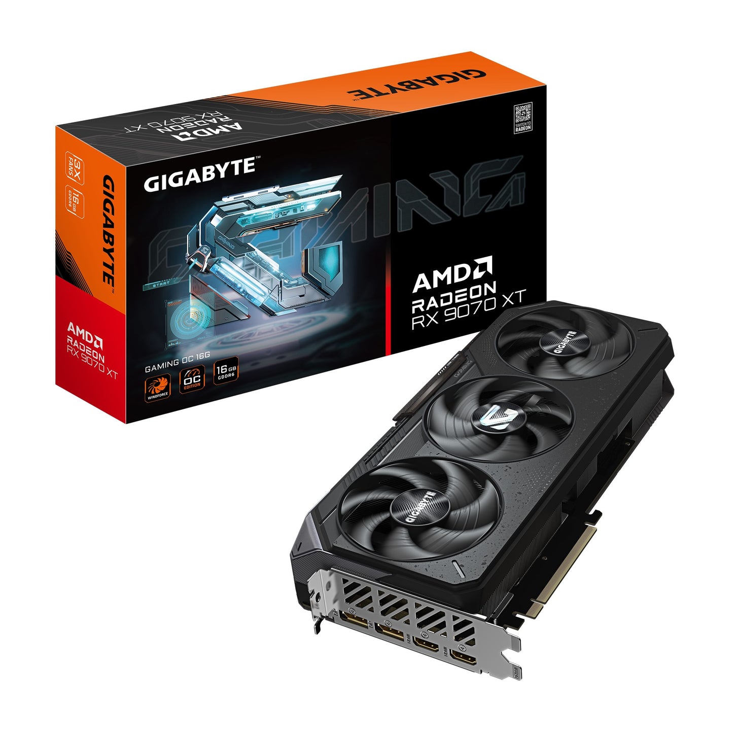 Gigabyte Radeon RX 9070 XT GAMING OC 16G, 20 Gbps, GDDR6, 256 bit, PCI-E 5.0, PSU 850W, 8 pin*3, DisplayPort 2.1a *2 HDMI 2.1b *2, GV-R9070XTGAMING OC-16GD