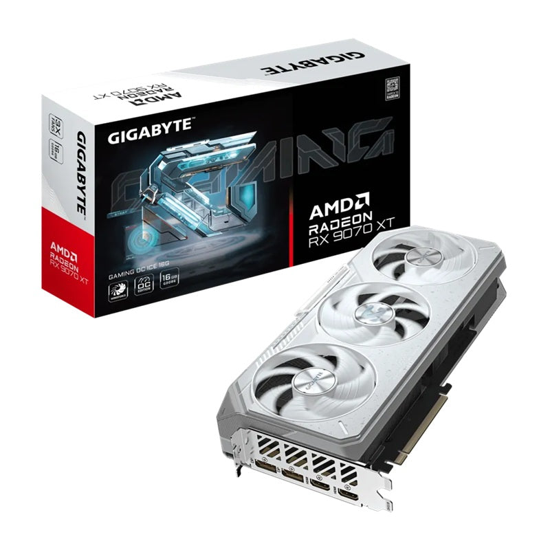 Gigabyte Radeon RX 9070 XT GAMING OC ICE 16G, GDDR6, 3060MHz boost, 2520MHz, 4096 cores, PCIe 5.0, 288mm, 850W, 2x DP 2.1a, 2x HDMI 2.1b, GV-R907XGAMINGOCICE-16GD