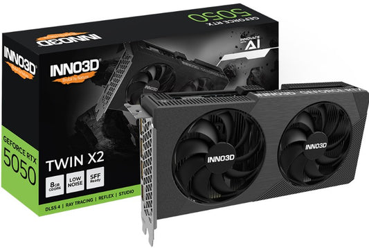 INNO3D nVidia GeForce RTX 5050 TWIN X2 8GB GDDR6 2572 MHz Boost Clock, RAM 20 Gbps, 3x DP, 1xHDMI, 225x116x41mm, N50502-08D6-174071N