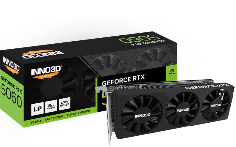 INNO3D nVidia GeForce RTX 5060 LP 8GB GDDR7, 2497MHz Boost Clock, RAM 28Gbps, 3xDP, 1xHDMI 178x69x41mm, N5060L-08D7-17941616
