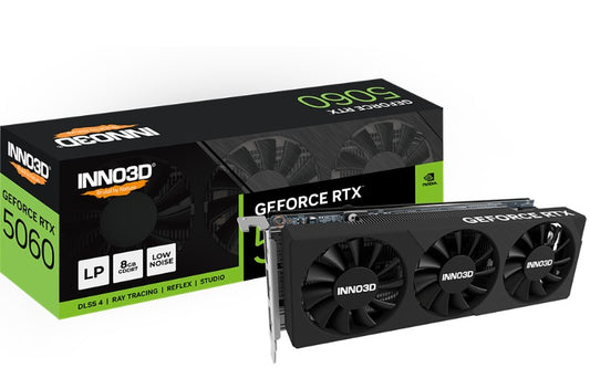 INNO3D nVidia GeForce RTX 5060 LP 8GB GDDR7, 2497MHz Boost Clock, RAM 28Gbps, 3xDP, 1xHDMI 178x69x41mm, N5060L-08D7-17941616