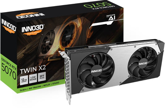 INNO3D nVidia GeForce RTX 5070 TWIN X2 12GB GDDR7 2512 MHz Boost Clock, RAM 28 Gbps, 3x DP, 1xHDMI 250x116x41mm, N50702-12D7-195064N