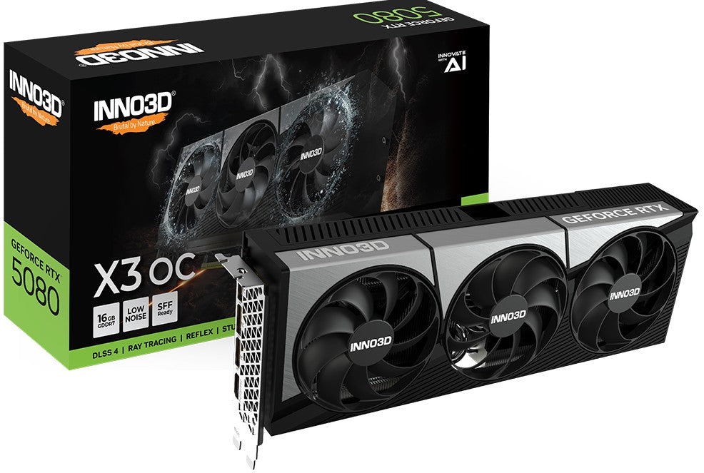 INNO3D nVidia GeForce RTX 5080 X3 OC 16GB GDDR7 2640MHz Boost Clock, RAM 30 Gbps, 3xDP, 1xHDMI 300x120x50mm, N50803-16D7X-17603930