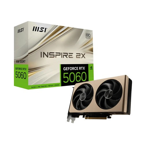 MSI nVidia GeForce RTX 5060 8G INSPIRE 2X OC, PCI Express Gen 5 x16, Boost: 2535 MHz, CUDA 3840 Units, 8GB GDDR7,. HDMI x 1 (emabargo)