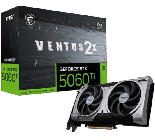 MSI nVidia GeForce RTX 5060 Ti 16G VENTUS 2X OC PLUS, PCI Express Gen 5 x16, Boost: 2602 MHz, CUDA 4608 Units, 16GB GDDR7, HDMI x 1