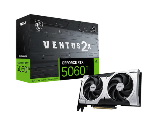 MSI nVidia GeForce RTX 5060 Ti 8G VENTUS 2X PLUS, PCI Express Gen 5 x16 (uses x8), Boost: 2572 MHz, CUDA 4608 Units, 8GB GDDR7, HDMI x 1(LS)