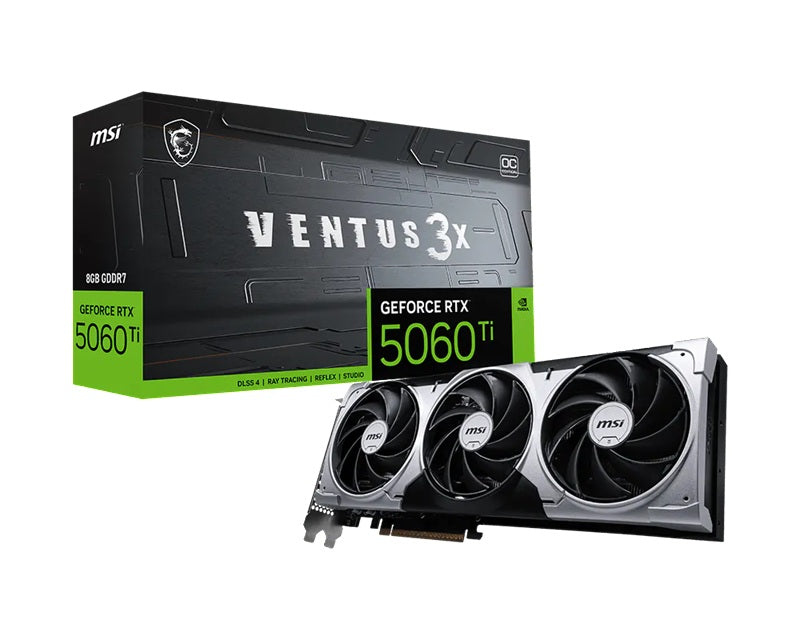 MSI nVidia GeForce RTX 5060 Ti 8G VENTUS 3X OC, PCI Express Gen 5 x 16, Boost: 2602 MHz, CUDA 4608 Units, 8GB GDDR7, HDMI x 1