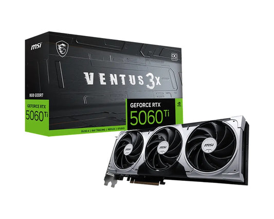 MSI nVidia GeForce RTX 5060 Ti 8G VENTUS 3X OC, PCI Express Gen 5 x 16, Boost: 2602 MHz, CUDA 4608 Units, 8GB GDDR7, HDMI x 1