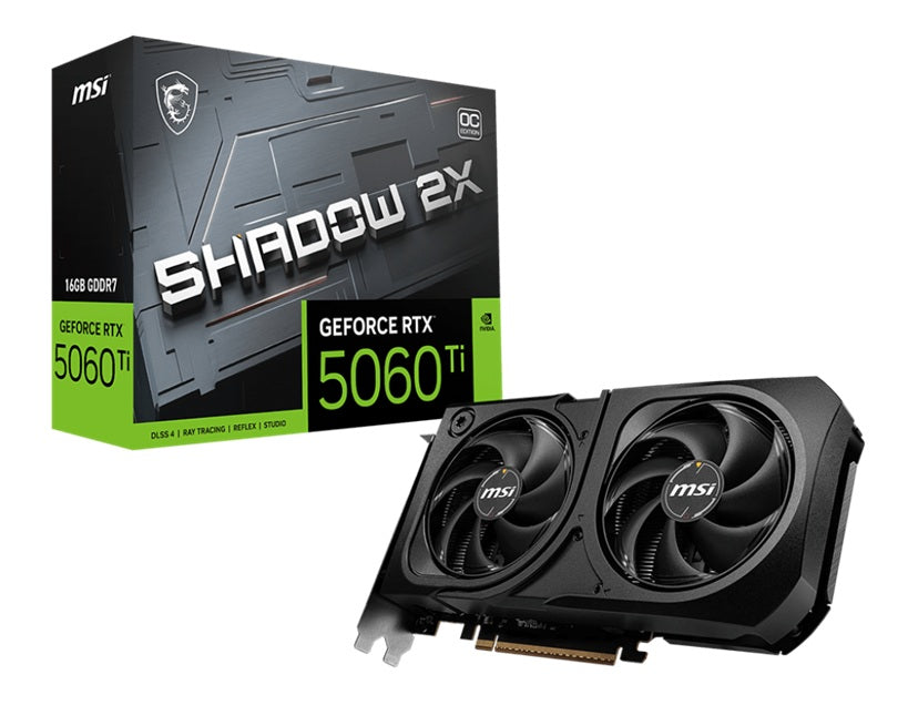 MSI nVidia GeForce RTX 5060 Ti 16G SHADOW 2X OC PLUS, Boost: 2482 MHz, CUDA 8960 Units, 16GB GDDR7, HDMI x 1 (embargo)