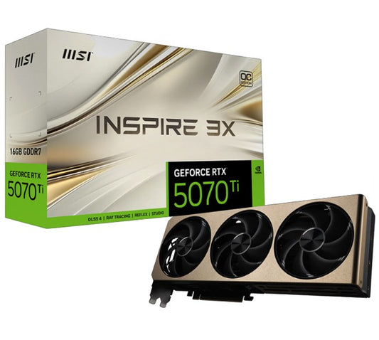 MSI nVidia GeForce RTX 5070 Ti 16G INSPIRE 3X OC, PCI Express Gen 5, Boost: 2482 MHz, CUDA 8960 Units, 16GB GDDR7, HDMI x 1